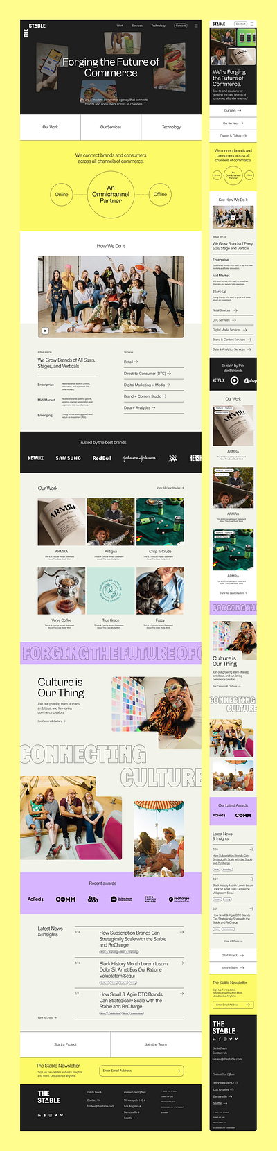 The Stable agency blog commerce creative design ecomm graphic design people portfolio retail shop technology ui ux web yellow