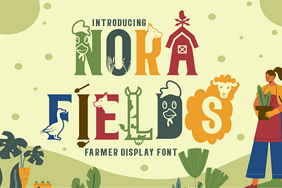 Nora Fields – Farmer Display Font animal branding business font children country crafting font creative font display font farmer graphic design illustration invitation logo magazine nature playful poster product design quirky typography