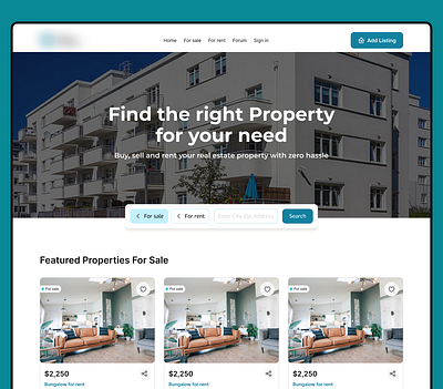 Real Estate Properties Leasing and Selling Platform design landing page ui productdesign realestate ui uiux uiuxdesign ux website