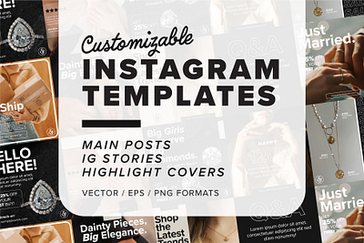 Customizable IG Retail Templates adobe branding creator kit digital art flat graphic design illustrator instagram templates logo minimalist social media kit vectors