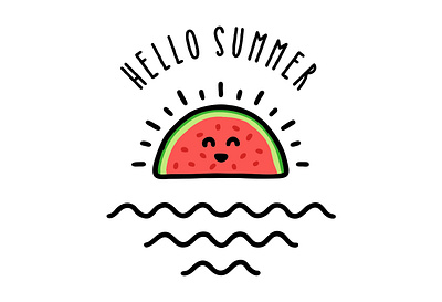 Hello Summer Watermelon apparel funny hawaii health sun t shirt design