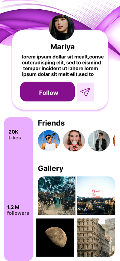 User Profile Page UI app design figma profile ui uiux ux