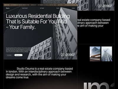 Douma - Real Estate Website agency architecture big font company dark furniture future industry landing page luxury minimalist modern modern design real estate typography uiux web design website