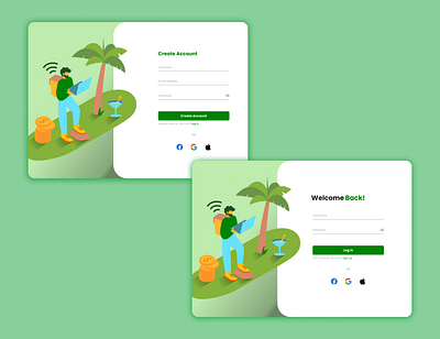 Sign up and Login page branding graphic design ui