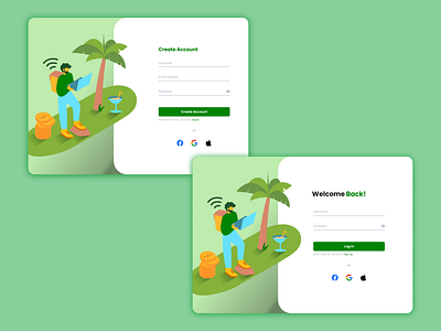 Sign up and Login page branding graphic design ui