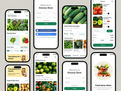 Grocery store app ui design app design delivery app e commerce app design ecommerce app grocery grocery app design grocery market grocery store app ios design mobile design online food ordering online store shop store ui user interface ux