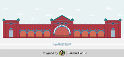 Illustration, Gaza Society Office- Naogaon Sadar arcitecture city design gaza gaza society office graphic design historical illustration landmark naogaon naogaon sadar nazmullhaque rajshahi town vector vector illustration