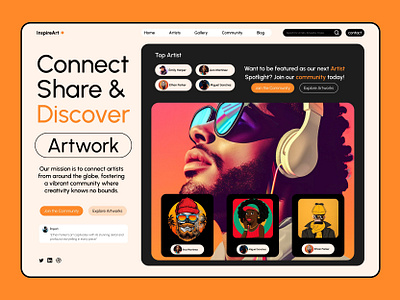 InspireArt Landing Page Header! app art design dribbble graphic design header illustration landing page motion graphics portfolio shot ui web design