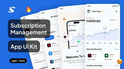 Subsaver - Subscription Management App UI Kit app besiness app design free ui kit management app management app ui subscription subscription management app subscription manager ui kit