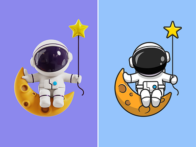 Astro on Moon with Star🧑🏻‍🚀🌙⭐ 3d 3d design astronaut balloon blender branding character cute doodle flat galaxy icon illustration logo moon sitting space star vector