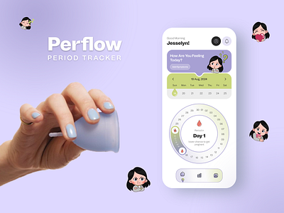 Period Tracker Mobile App Design app design calendar cycle female health health ai lifestyle menstruation mobile app period tracker period tracking app periods tracking app ui ui trend user interface ux wellness women women health