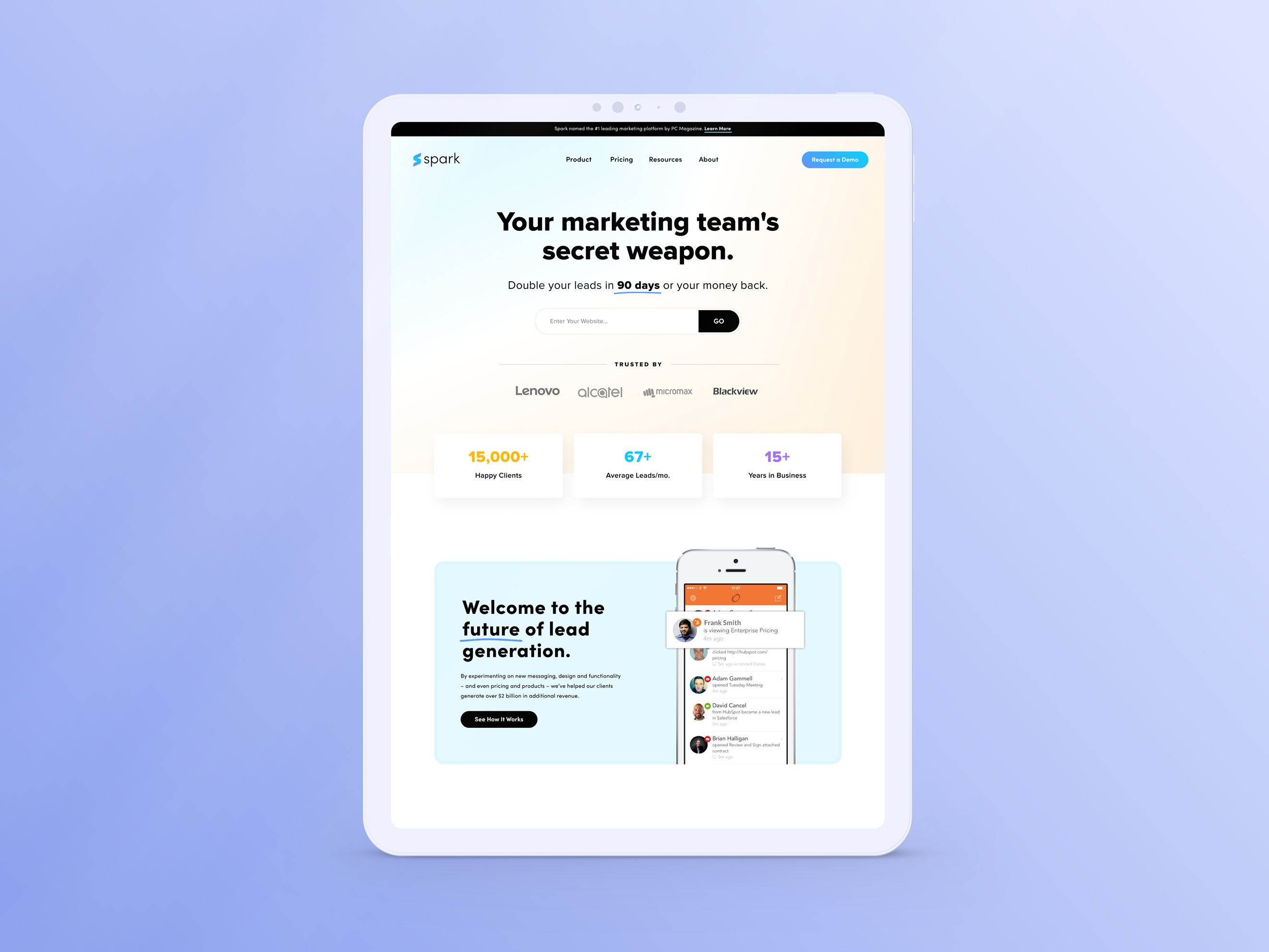 Spark Landing Page Design design landing page ui user experience user interface ux website website design