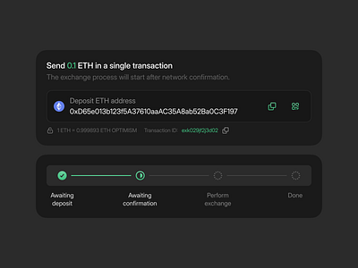 ETH Transaction Process / Swap / Crypto Exchange blockchain coin crypto eth exchange finance swap transaction ui user interface