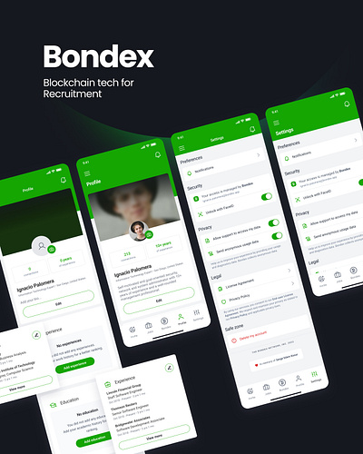 Bondex Mobile app app blockchain crypto mobile recruitment ui ux