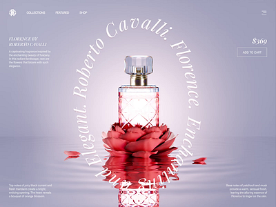 Product Website Hero - Ecommerce 3d animation ecommerce ecommerce website featured hero section landing page motion graphics online shop perfume product design product page roberto cavalli shopping ui ux web web design webpage website