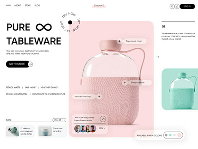 Recyclable bottles Page clean design eco figma homepage inspiration landing page organic poster product recycle reduce waste save ui ux waste management water web page website zero waste