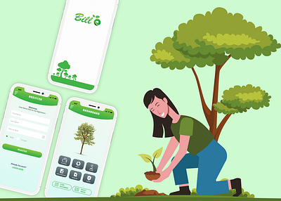 Billo App for planting green mobile design plants