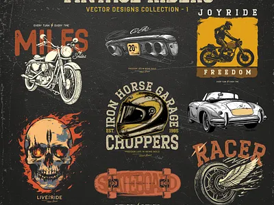 Vintage Riders – Classic Speed & Adventure Collection graphic design graphicdesign t shirt collection vector