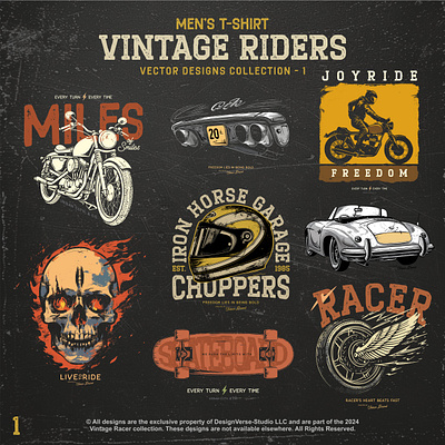 Vintage Riders – Classic Speed & Adventure Collection graphic design graphicdesign t shirt collection vector