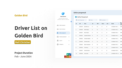 Driver List Dashboard: Golden Bird Operation 3d animation app appdesign branding dashboard design graphic design illustration logo motion graphics product design ui uidesign ux uxdesign web web design website website design