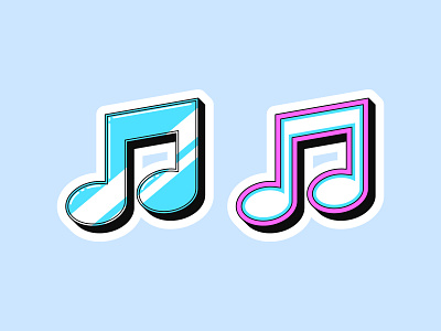 Music note stickers art audio cartoon dance design disco icon illustration karaoke melody music musical note party podcast pop retro song sound sticker