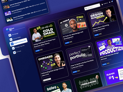 Video Playlist- Dashboard design animation desktop app learning learning platform lms midjourney playlist ui user interface video