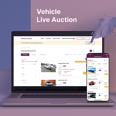 Vehicle Live Auction portal design development mobile app uiux user experience