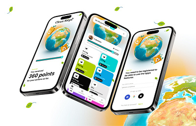 Cleansteps - Mobile app clean eco enviromental interfaces mobile responsive ui ux