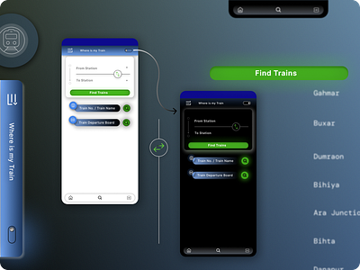 Where Is My Train (Revamp) app dark mode design figma graphic design typography ui uiux