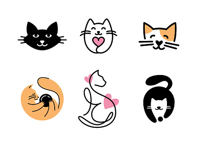 Cats - icon exploration branding cat graphic design logo monoline play toy