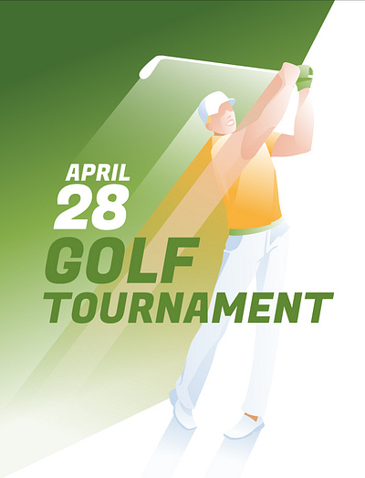 Golf tournament poster active character design golf gradient illustration lifestyle man people poster sport tournament vector