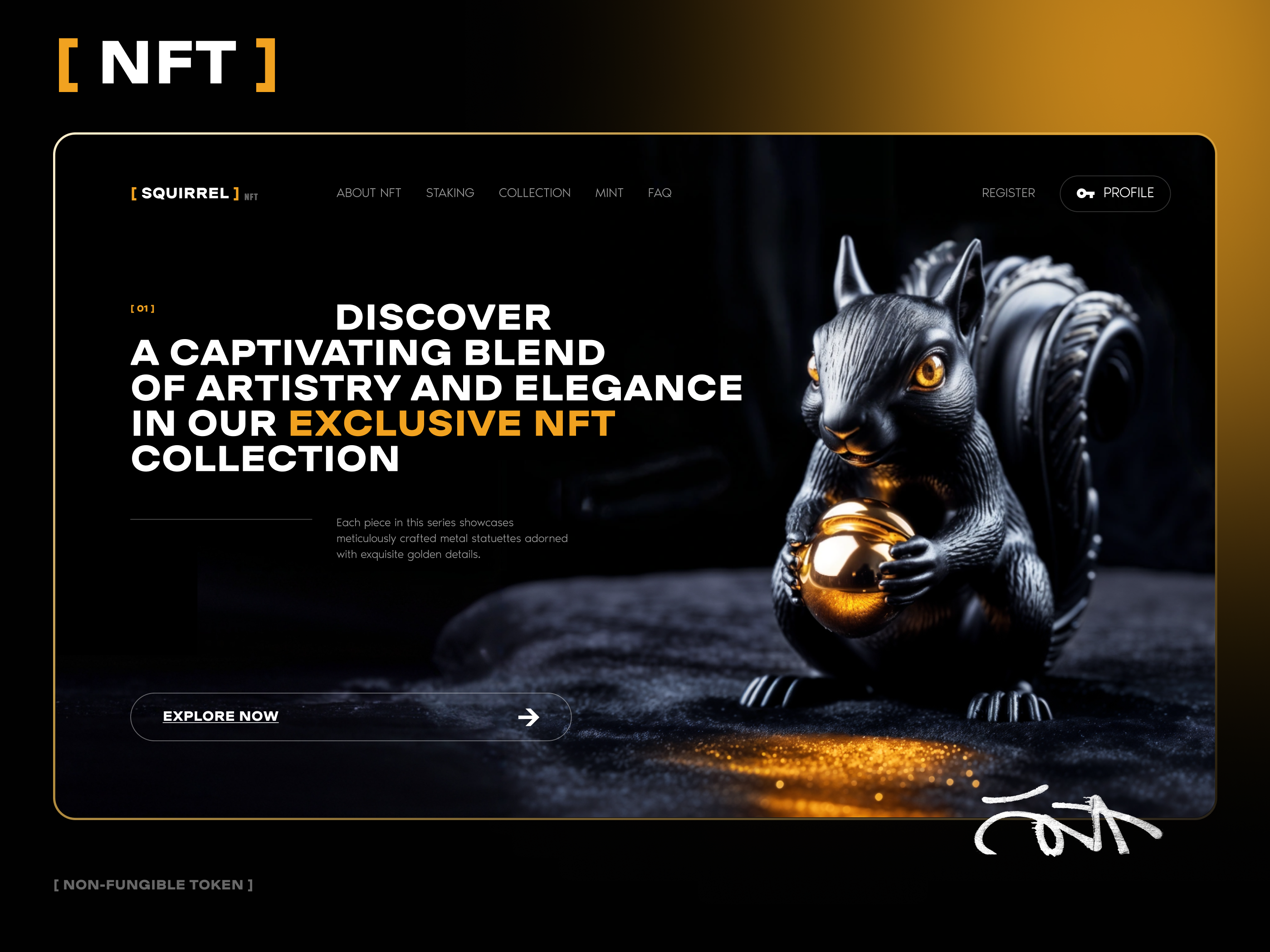 NFT —Landing Page crypto dark defi gamefi gold landing page nft premium ui web webdesign website