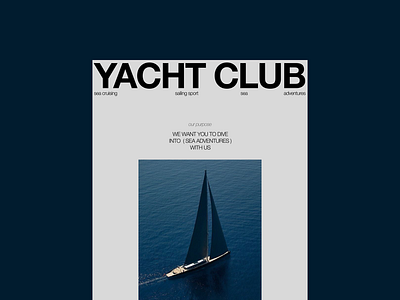 Hero page of YACHT CLUB graphic design landing page landing page design ui web design