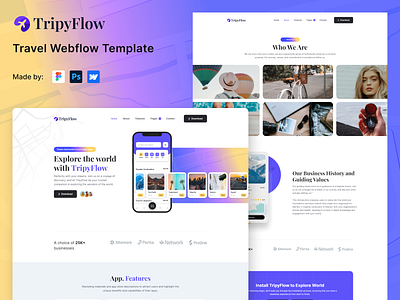 TripyFlow - Modern Travel Webflow Template animation branding business cms design figma modern responsive template tourism travel travel agency trip trip booking uiux web design agency web designer webflow webflow design website