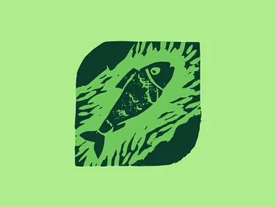 The Fish Linocut Print animals branding colors drawing fish fishing graphic design green icon icons illustration linocut linoleum logo navigation system park sport symbol vector