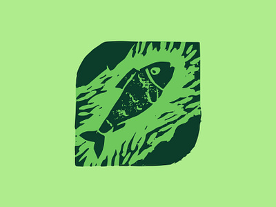 The Fish Linocut Print animals branding colors drawing fish fishing graphic design green icon icons illustration linocut linoleum logo navigation system park sport symbol vector