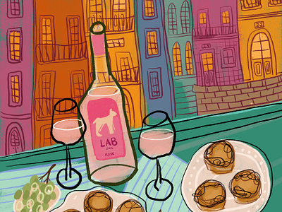 evening in porto advertising advertisingillustration brand identity branding city concept art dinner drawing editorial food funky illustration luxury pastel de nata pastry picnic portugal still life summer wine