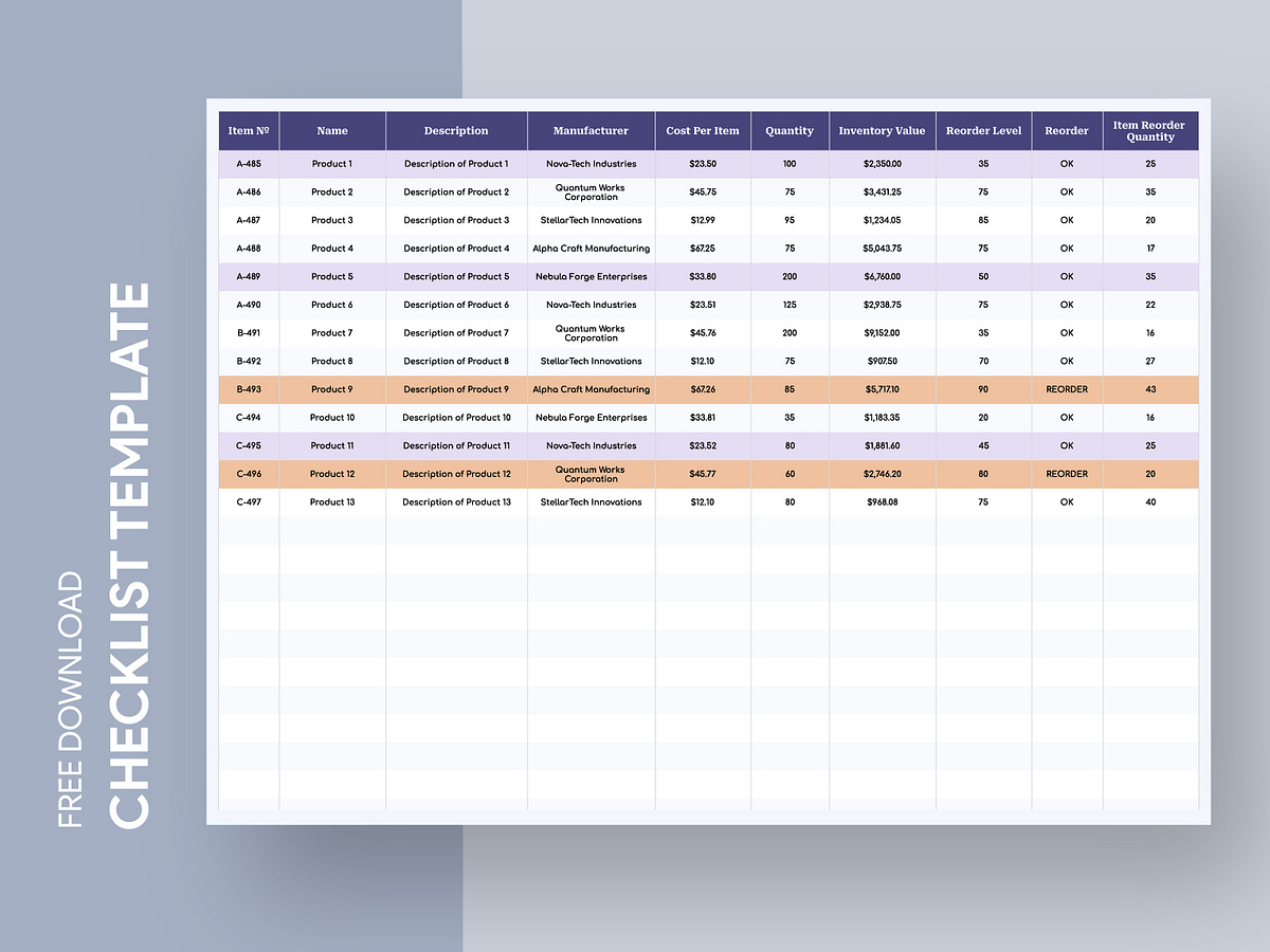 Inventory Checklist designs, themes, templates and downloadable graphic ...