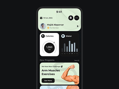 Fitness App app appdesign application chart clean fitness fitnessapp glass health minimal trend ui uiapp uidesign ux