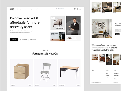 AIKE - Ecommerce Landing Page animation b2b buy chart ecommerce furniture house interior design landing page online shop property sell shop startup store ui ux web design