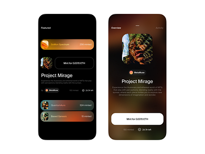 Minting → NFT ai clean crypto mint nft ui ux