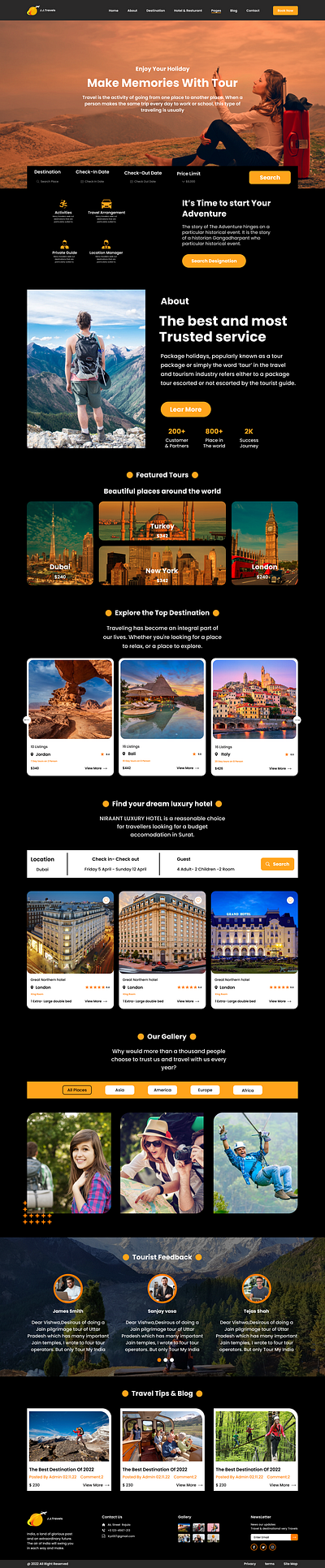 Travel webpage designinspiration tours travel ui ux webdesign