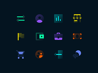 Neon Icons 2.0 colorful dark interface dark mode gamedev gaming glow glowing icons neon