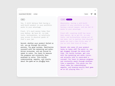 AI Copilot Text Editor: Content Creator ai app co pilot content copilot creator desktop editor machine minimal mono product product design text typewriter ui write
