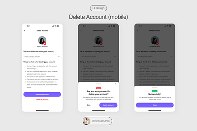 Delete Account User Interface account delete delete account design designer mobile profile setting ui ui design user interface uxui