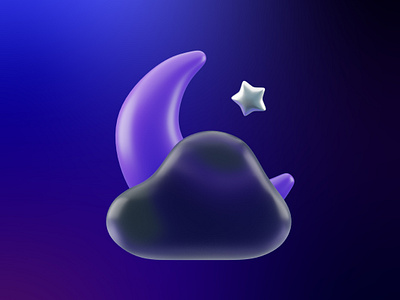 Night Cloudy - 3D Weather Icon 3d 3d icon 3d illustration 3d render blender cloudy cloudy icon glassmorphism icon icon pack illustration lowpoly moon icon night icon weather weather icon