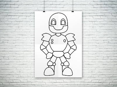 Free Smiling robot in armour design digital art digital drawing free graphic design illustration krita logo robot technology vector vector art vector drawing vector illustration