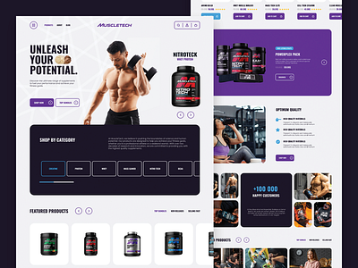 MuscleTech Fitness Supplements brand E-commerce Website Redesign bodybuilding bodybuilding store creatine figma fitness store fitness supplement fitness website gym nutrition gym supplement protein protein shop protein store protein supplements protein ui shopify supplement store web design wireframe