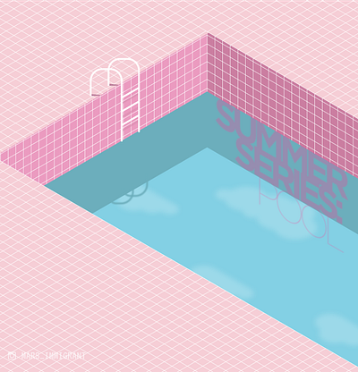 Summer series: pool graphic design illustration isometric pink pool summer vector water