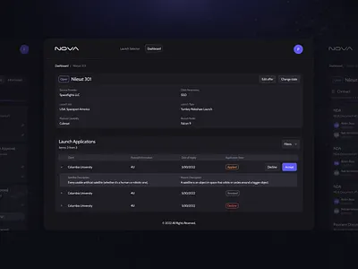 Nova — Dashboard for Satellite Tracking company crm dashboard design space tracking ui ux